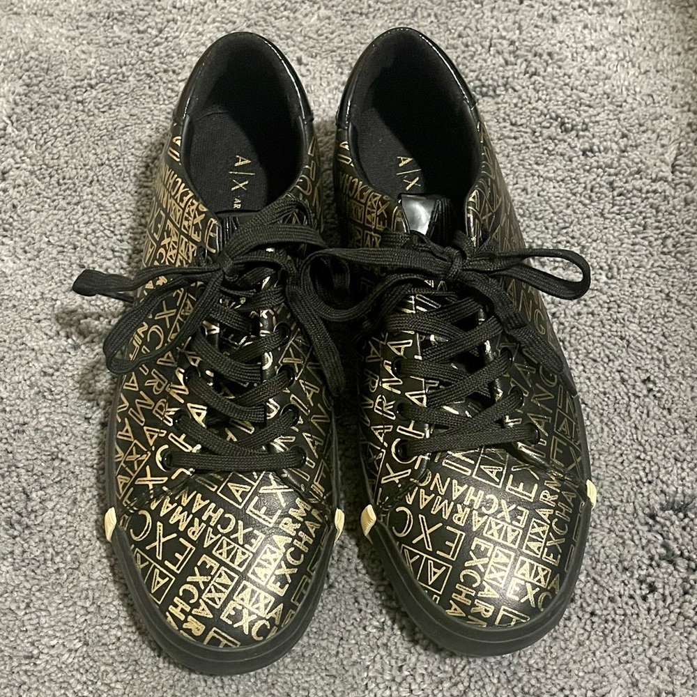 Armani Exchange Black And Gold Women’s Sneakers